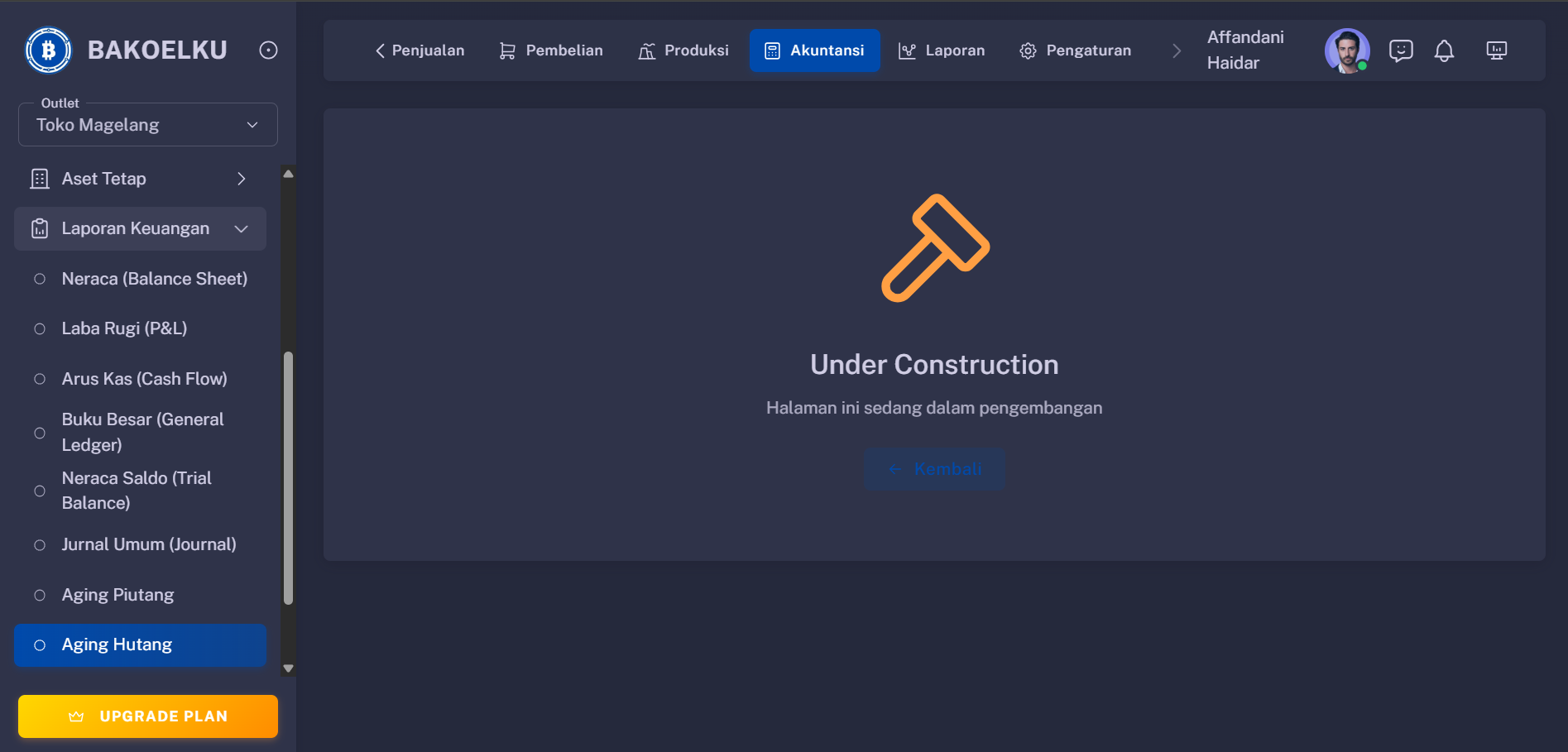 Aging Hutang Interface