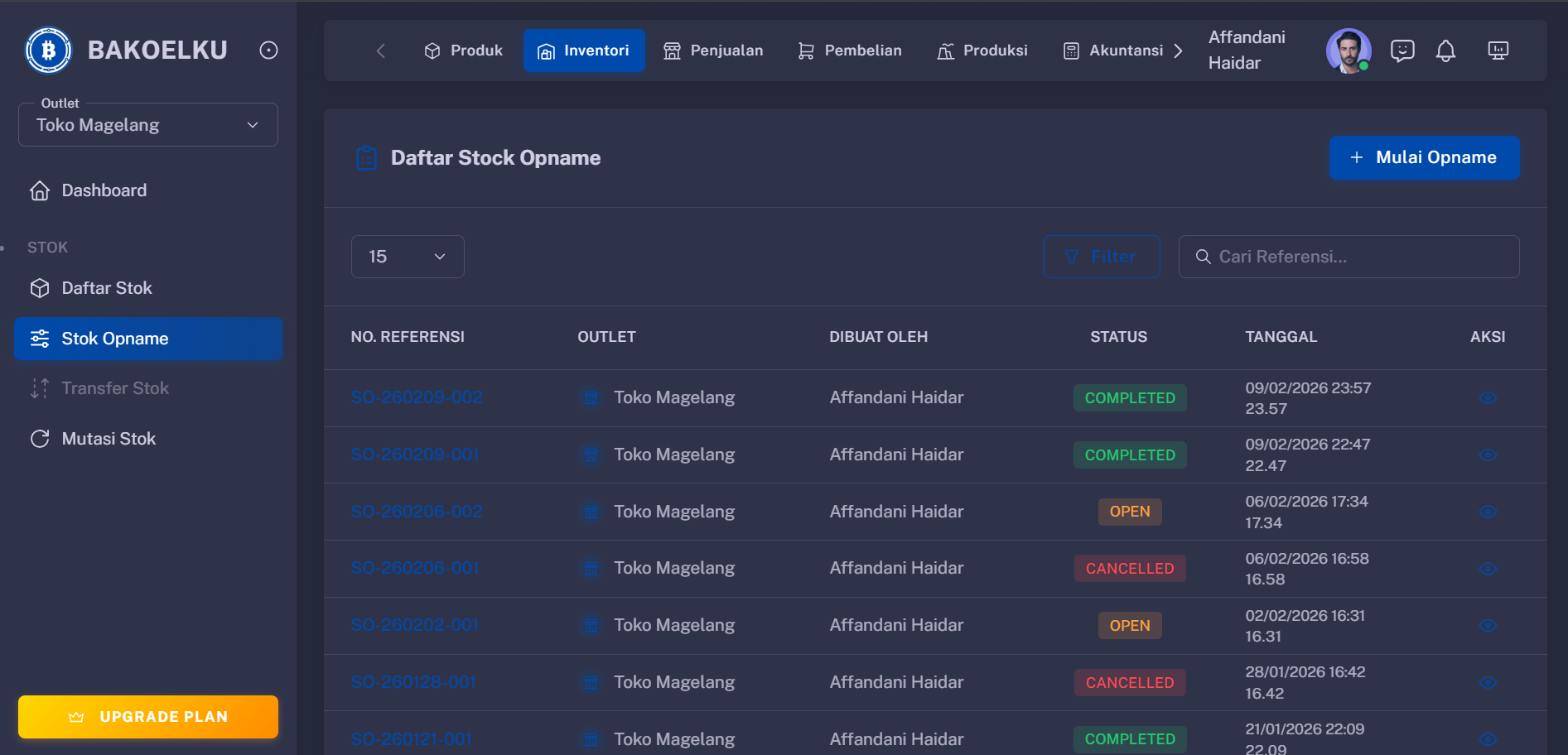 Manajemen Menu Interface